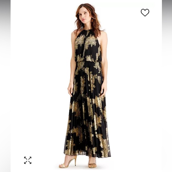 NWT MSK Metallic Pleated Blouson Gown - Picture 4 of 9